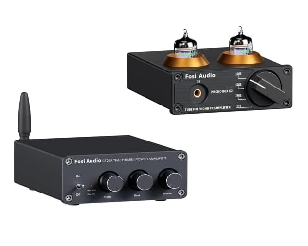 Fosi Audio BT20A Bluetooth Amplifier and Box X2 Tube Phono Preamp
